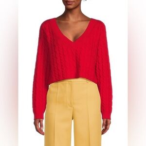 ALICE + OLIVIA Ayden Cable Knit Wool Blend Sweater Size Medium